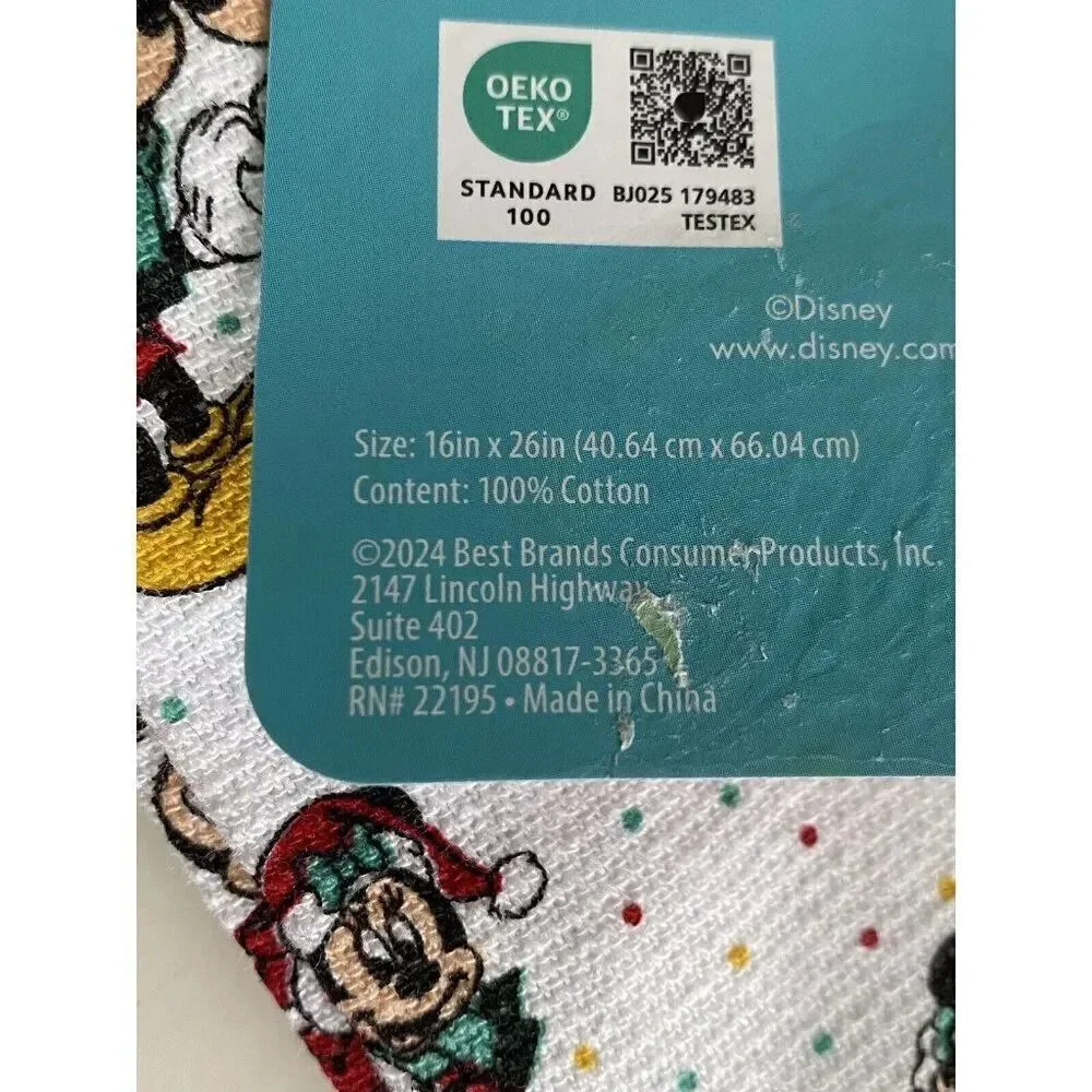 2 Pack Disney‎ Mickey and Minnie Mouse Christmas Tree Kitchen Towels Holiday NEW